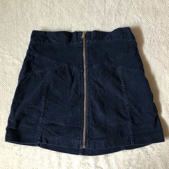 Navy corduroy front zip skirt - Picture 1 of 7